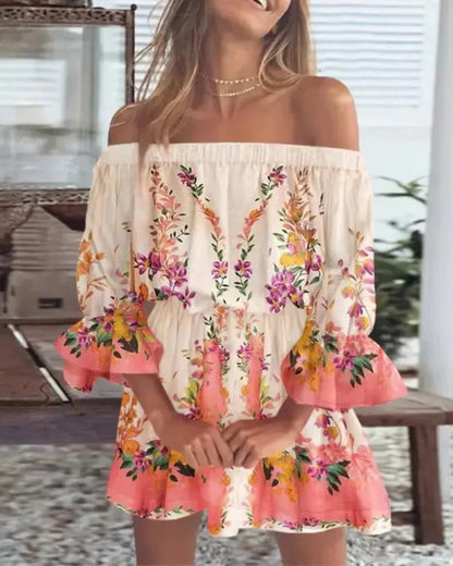 The Geneva - Printed Off Shoulder Dress