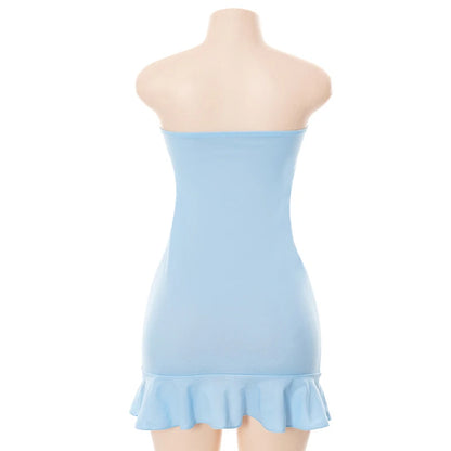 The Octavia - Slim Flit Strapless Blue Dress