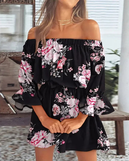 The Geneva - Printed Off Shoulder Dress